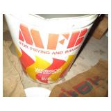 Vintage Tin of gunny sacks and seed...