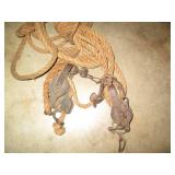 Vintage pulley hoist and rope...