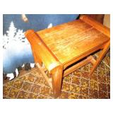 Vintage wooden stool and handmade t...