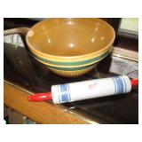 Red Wing Stoneware bowl and rolling...