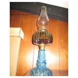 Vintage colored glass oil lamp...