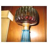Vintage colored glass oil lamp...