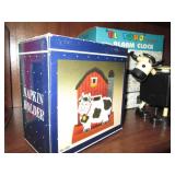 Vintage alarm clock, napkin holder ...