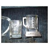 Trio of etched glass Joe Camel mugs...