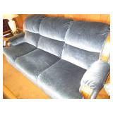 Deep blue upholstered 3-cushion sof...