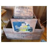 Collection of vintage wood crates w...