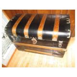 Rounded top footlocker trunk with m...