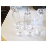 (3) Clear Glass Lidded Decanters, (...
