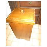 wooden garbage bin with lid...