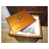 wooden garbage bin with lid...