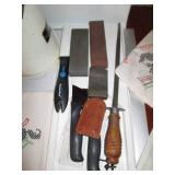 Popcorn air popper, misc knives and...