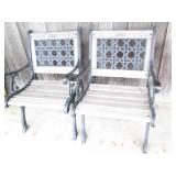 Pair of slatted wood single person ...