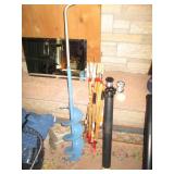 Ice fishing poles, scoops, sinkers,...