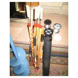 Ice fishing poles, scoops, sinkers,...