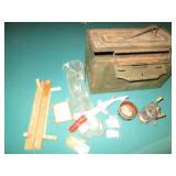 Metal Ammo box with Vintage fishing...