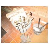 Cast a iron fireplace tools with st...