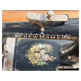 Antique Cast Iron New Home Sewing Machine (Orange, Massachusetts USA) in Original Cabinet