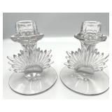 Vintage Fostoria Art Deco Flame Glass Candlestick Holders