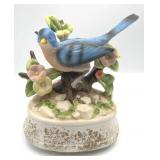 Vintage 1970s Sankyo Ceramic Blue Bird Music Box