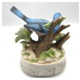 Vintage 1970s Sankyo Ceramic Blue Bird Music Box