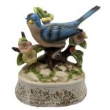Vintage 1970s Sankyo Ceramic Blue Bird Music Box