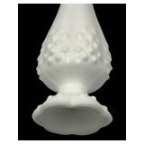 Vintage Fenton Hobnail White Milk Glass Pedestal Stretch Bud Vase