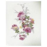 Antique Limoges (France) Porcelain Serving Bowl with Scalloped Rim, Pink Floral Sprays and Footed Design