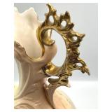 Antique Austrian Hand-Painted Ewer with Gold Handle