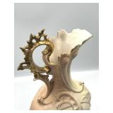 Antique Austrian Hand-Painted Ewer with Gold Handle