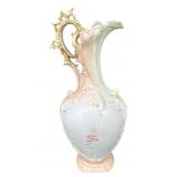 Antique Austrian Hand-Painted Ewer with Gold Handle