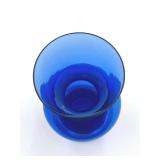 Vintage 6" MCM Sea Glasbruk (Sweden) Hooped Blue Vase