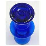 Vintage 6" MCM Sea Glasbruk (Sweden) Hooped Blue Vase