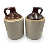 Pair of Vintage One Gallon Stoneware Whiskey Jugs