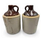 Pair of Vintage One Gallon Stoneware Whiskey Jugs
