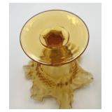 Vintage Fenton Glass Diamond Point Ruffled Paneled Compote Candy Dish