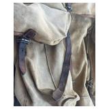 Vintage 1950s French Sac Lafuma Canvas & Leather Military Rucksack with Metal Frame