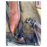 Vintage 1950s French Sac Lafuma Canvas & Leather Military Rucksack with Metal Frame