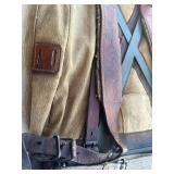 Vintage 1950s French Sac Lafuma Canvas & Leather Military Rucksack with Metal Frame