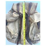 Vintage 1950s French Sac Lafuma Canvas & Leather Military Rucksack with Metal Frame