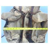 Vintage 1950s French Sac Lafuma Canvas & Leather Military Rucksack with Metal Frame