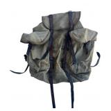 Vintage 1950s French Sac Lafuma Canvas & Leather Military Rucksack with Metal Frame