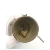 Vintage Wall Mount Hanging Brass Monastery Bell with Pull Chain in Good Working Condition