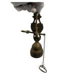 Vintage Wall Mount Hanging Brass Monastery Bell with Pull Chain in Good Working Condition