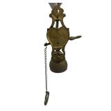 Vintage Wall Mount Hanging Brass Monastery Bell with Pull Chain in Good Working Condition