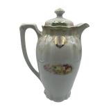 Vintage 9" Bavarian Porcelain Chocolate/Coffee Pot with Floral Theme