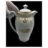 Vintage 9" Bavarian Porcelain Chocolate/Coffee Pot with Floral Theme
