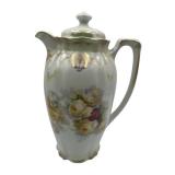 Vintage 9" Bavarian Porcelain Chocolate/Coffee Pot with Floral Theme