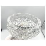 Vintage Bohemian-Style Cut Crystal Glass Ashtray in Starburst Design