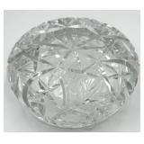 Vintage Bohemian-Style Cut Crystal Glass Ashtray in Starburst Design