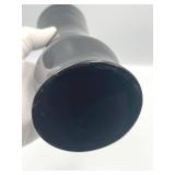 Vintage 9.5" French Black Lacquer Vase Featuring Inlaid Mother-Of-Pearl Floral & Bird Designs